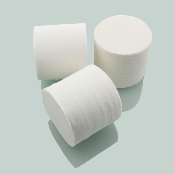 Coreless toilet tissue roll